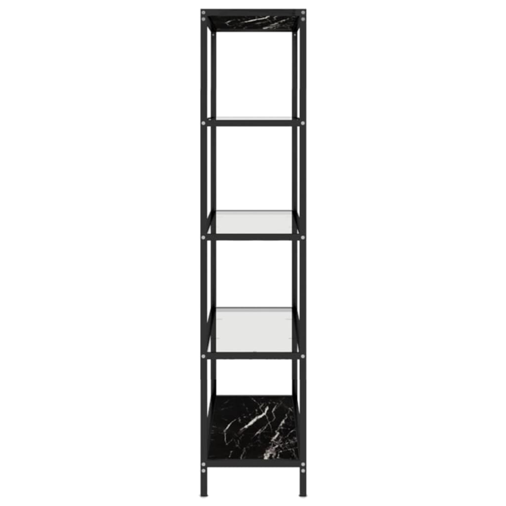 Bokhylla DIV. Svart marmor och transparent 100x36x168 cm härdat glas