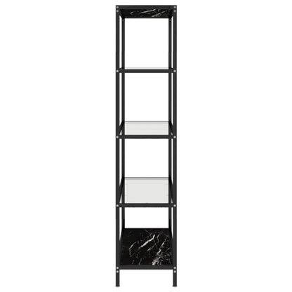 Bokhylla DIV. Svart marmor och transparent 100x36x168 cm härdat glas