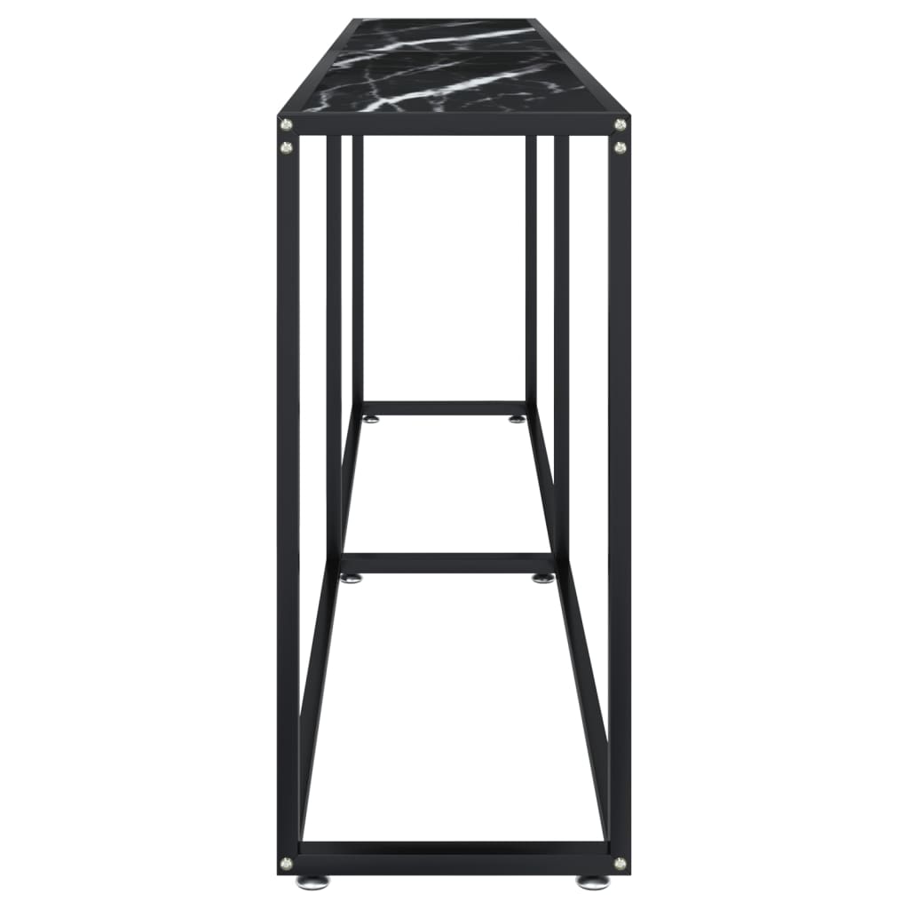 Avlastningsbord Konsollbord DIV. Svart marmor 200x35x75,5 cm härdat glas
