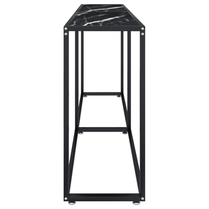 Avlastningsbord Konsollbord DIV. Svart marmor 200x35x75,5 cm härdat glas