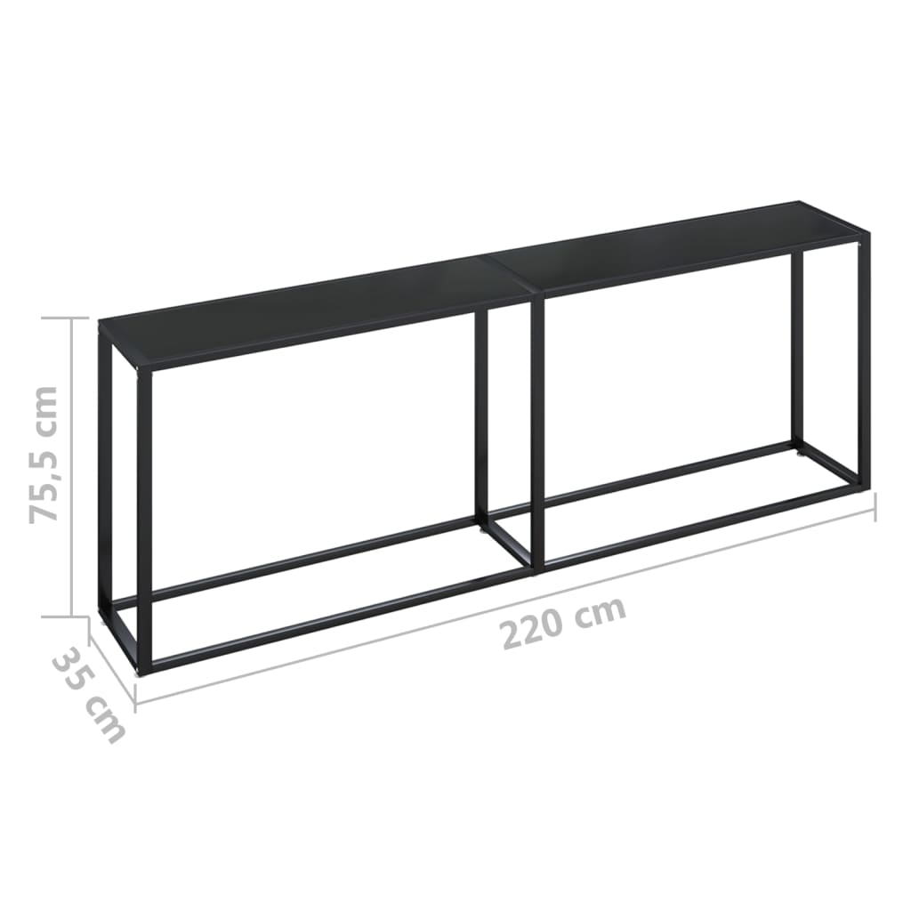 Avlastningsbord Konsollbord DIV. Svart 220x35x75,5 cm härdat glas