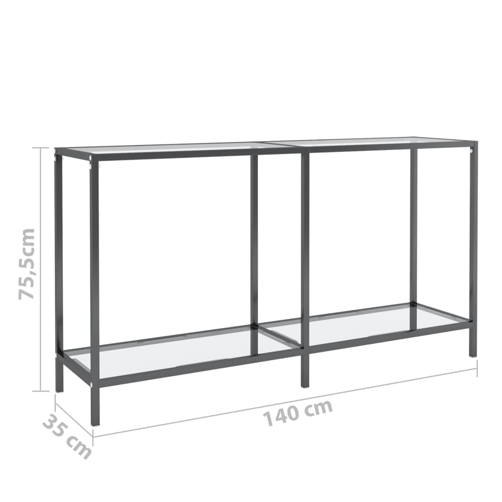 Avlastningsbord Konsollbord DIV. transparent 140x35x75,5 cm härdat glas