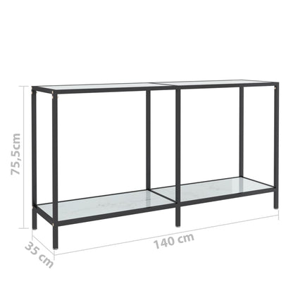 Avlastningsbord Konsollbord Vit 140x35x75,5 cm härdat glas