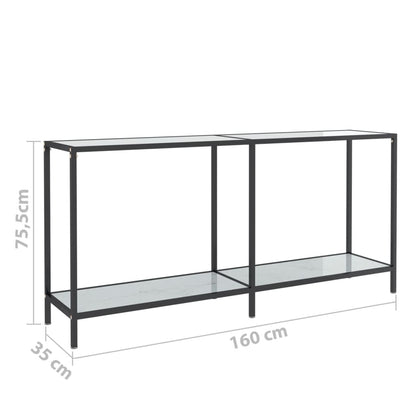 Avlastningsbord Konsollbord Vit 160x35x75 cm härdat glas
