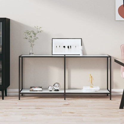 Avlastningsbord Konsollbord Vit 160x35x75 cm härdat glas