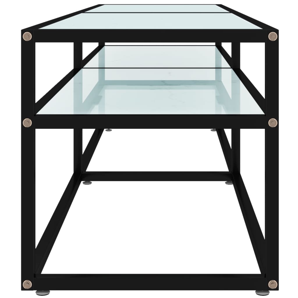 TV-Möbel Vit TV-Bänk marmor 160x40x40,5 cm härdat glas