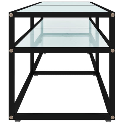 TV-Möbel Vit TV-Bänk marmor 160x40x40,5 cm härdat glas