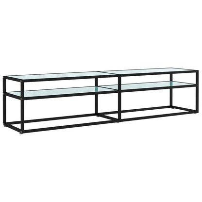 TV-Möbel Vit TV-Bänk marmor 180x40x40,5 cm härdat glas