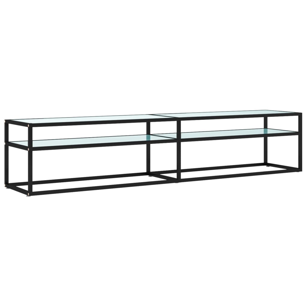 TV-Möbel Vit TV-Bänk marmor 200x40x40,5 cm härdat glas