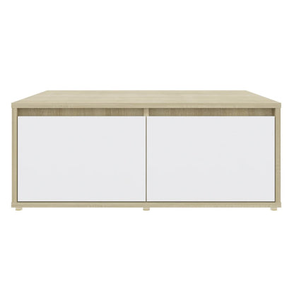 Soffbord Vit och Sonoma Ek 80x80x31 cm