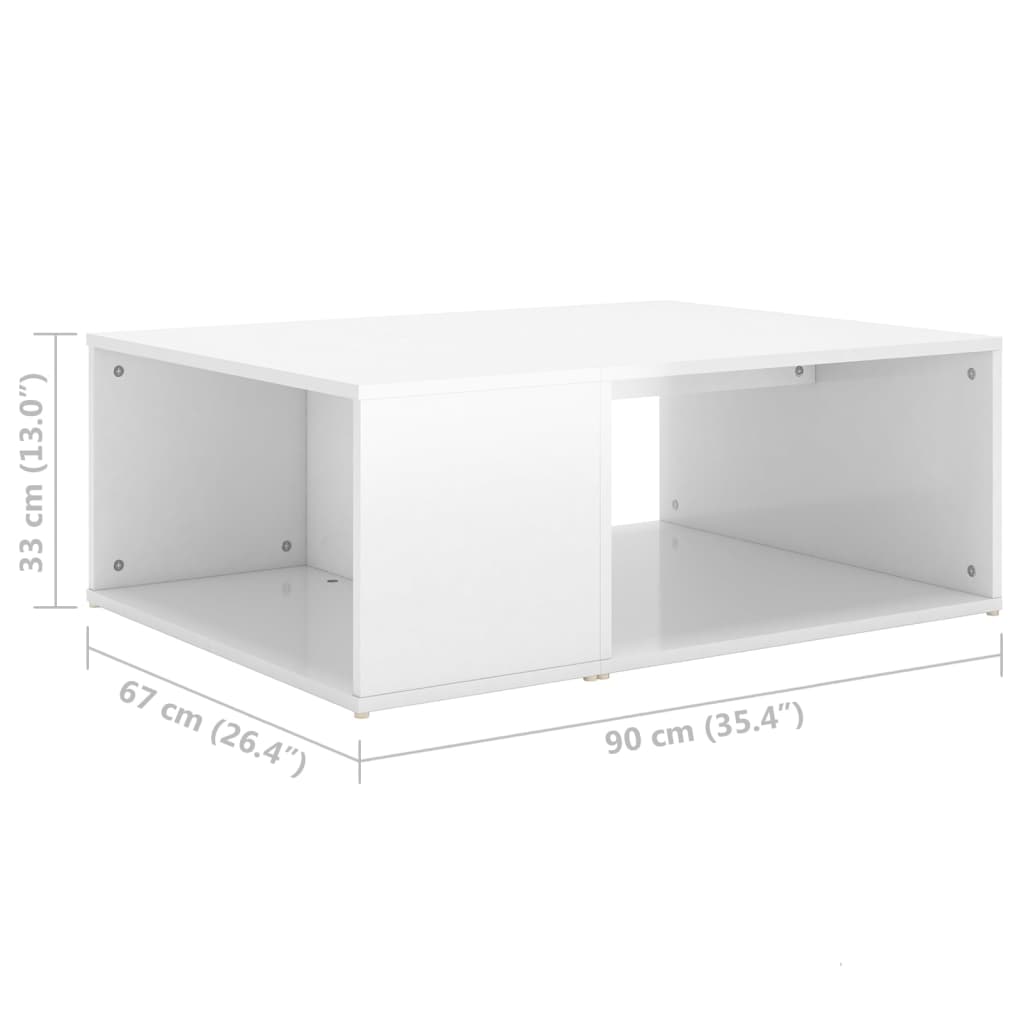 Soffbord Högglans Vit 90x67x33 cm