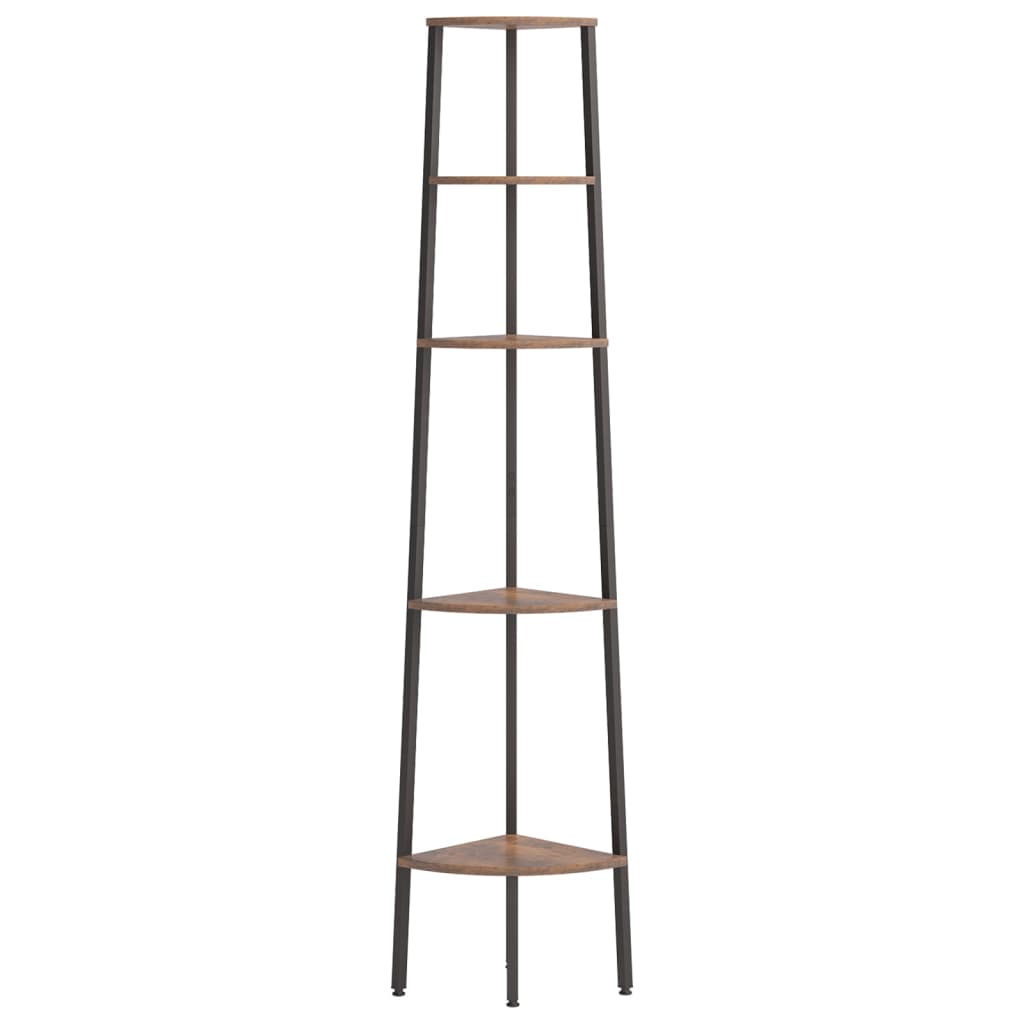 Hörnhylla 5 hyllplan mörkbrun och Svart 45,5x31,5x180 cm