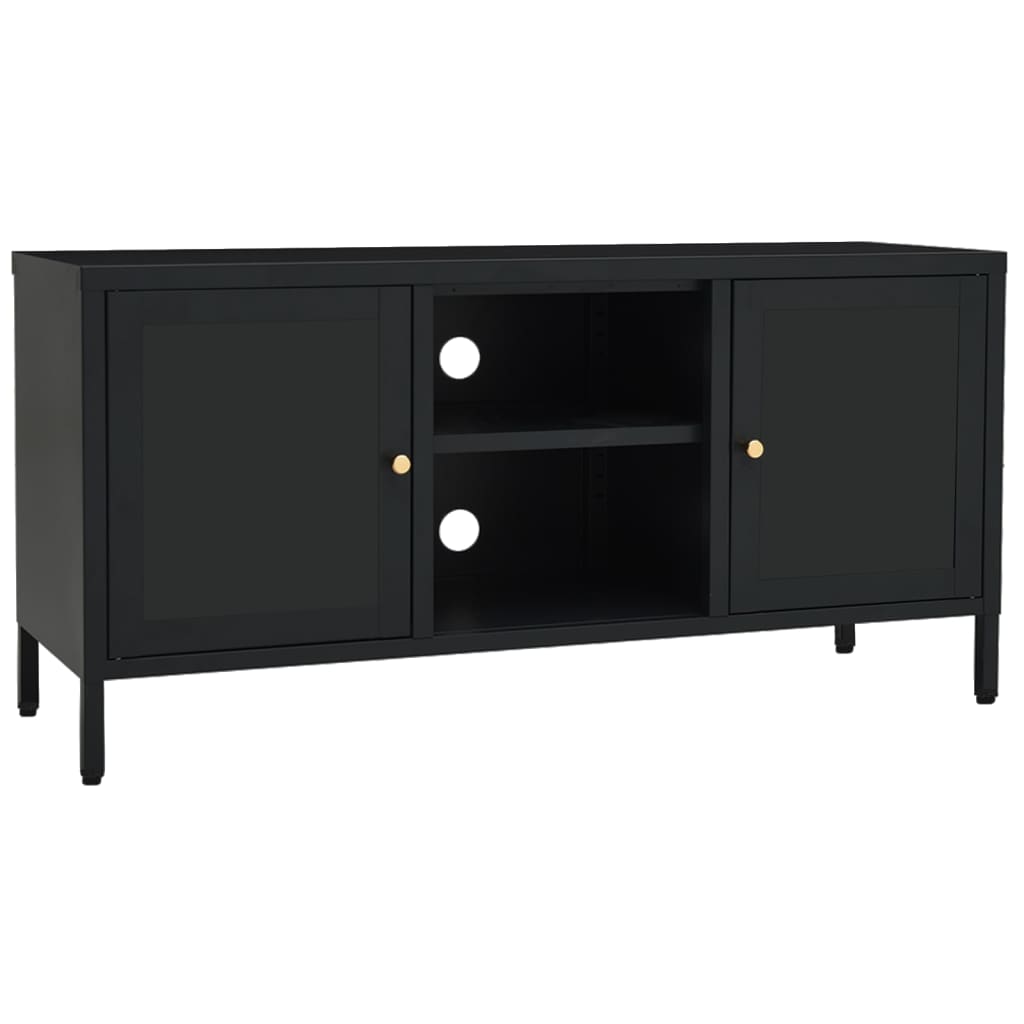 TV-Möbel DIV. TV-Bänk Svart 105x35x52 cm stål och glas