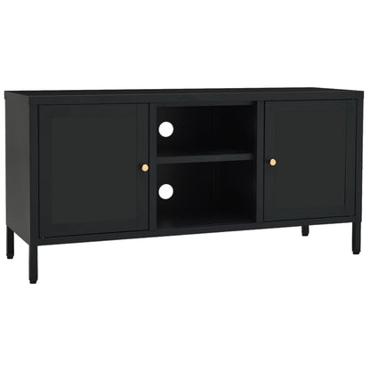 TV-Möbel DIV. TV-Bänk Svart 105x35x52 cm stål och glas