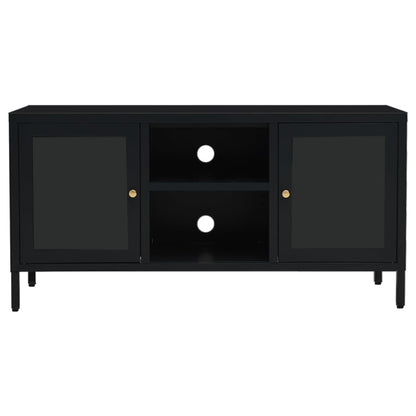 TV-Möbel DIV. TV-Bänk Svart 105x35x52 cm stål och glas
