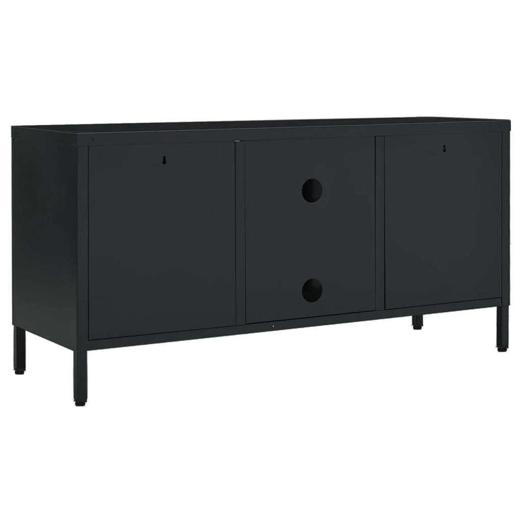 TV-Möbel DIV. TV-Bänk Svart 105x35x52 cm stål och glas