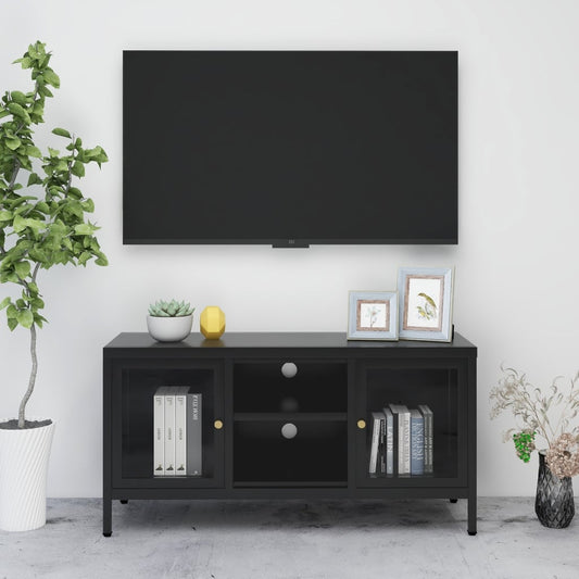 TV-Möbel DIV. TV-Bänk Svart 105x35x52 cm stål och glas