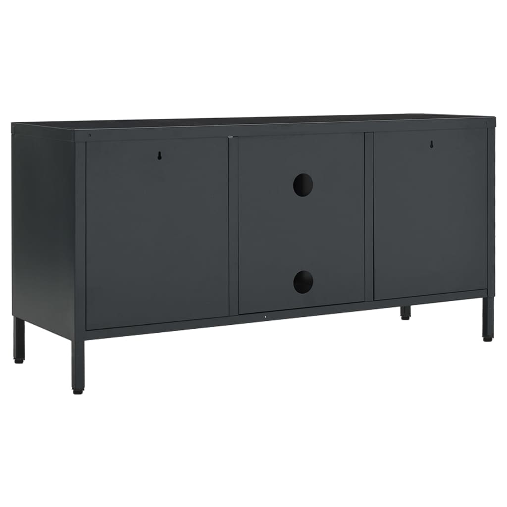TV-Möbel DIV. TV-Bänk antracit 105x35x52 cm stål och glas