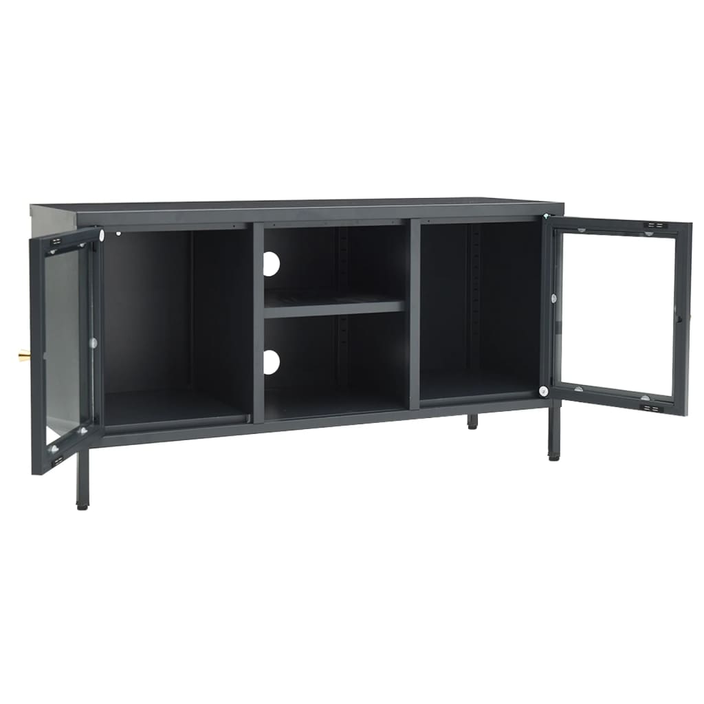 TV-Möbel DIV. TV-Bänk antracit 105x35x52 cm stål och glas