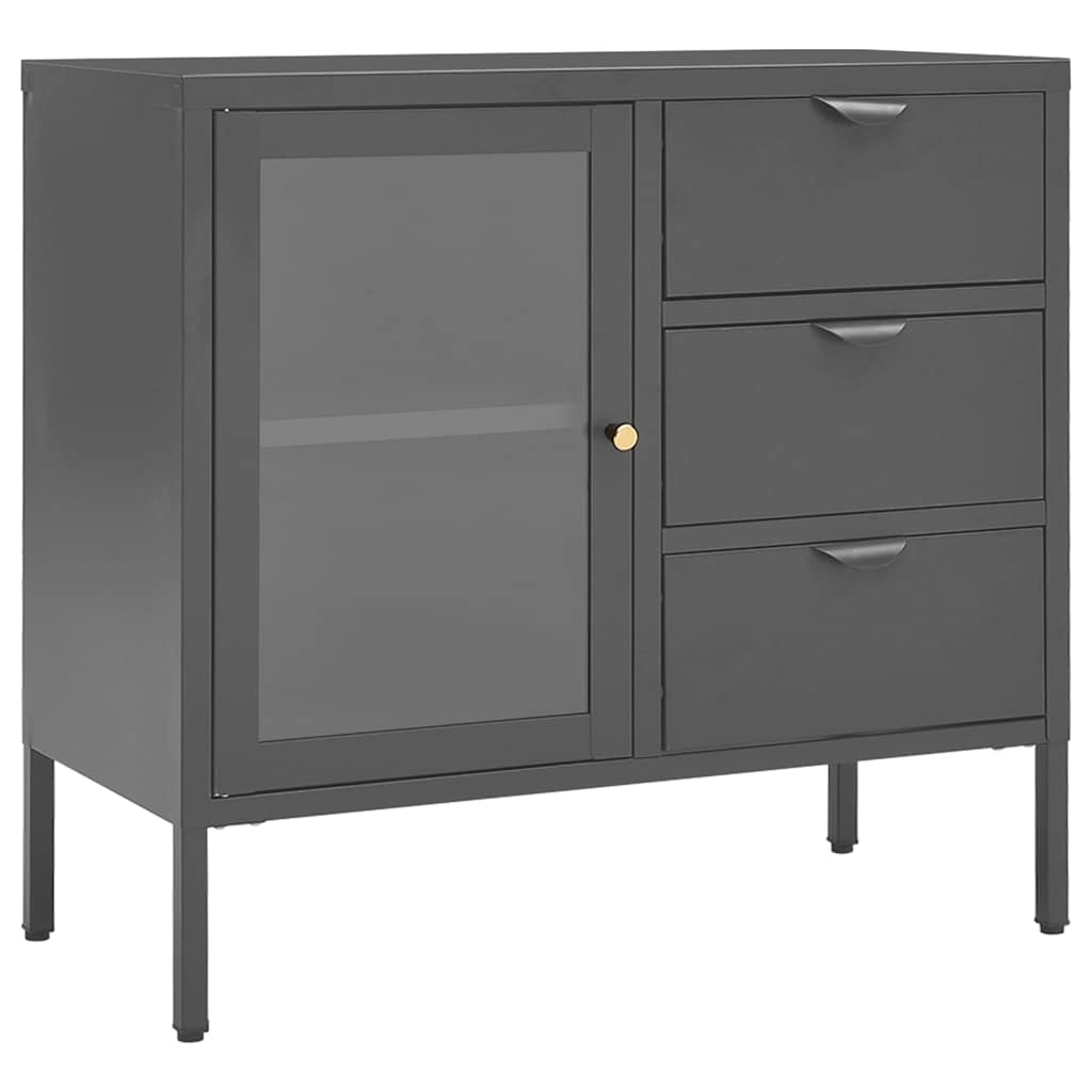 Skänk DIV. antracit 75x35x70 cm stål och härdat glas