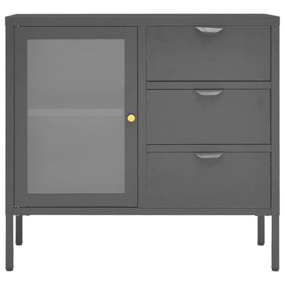 Skänk DIV. antracit 75x35x70 cm stål och härdat glas