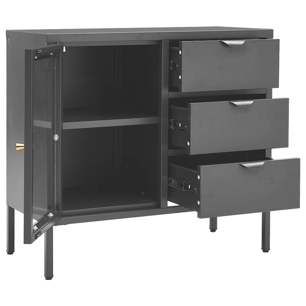 Skänk DIV. antracit 75x35x70 cm stål och härdat glas