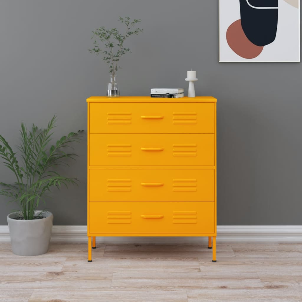Byrå DIV. senapsgul 80x35x101,5 cm stål