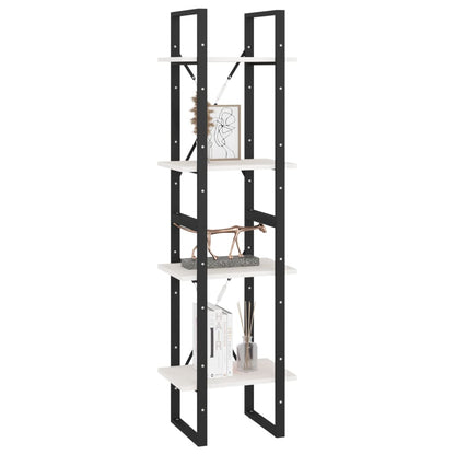 Bokhylla Svart Vit 4 hyllplan 40x30x140 cm massiv furu