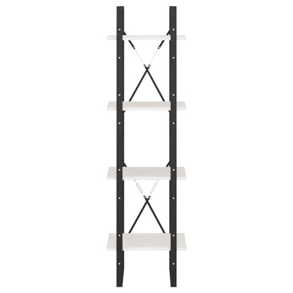 Bokhylla Svart Vit 4 hyllplan 40x30x140 cm massiv furu