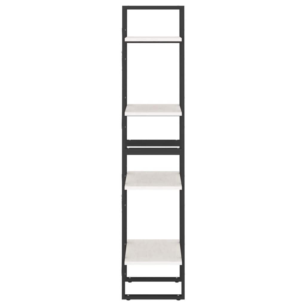 Bokhylla Svart Vit 4 hyllplan 40x30x140 cm massiv furu