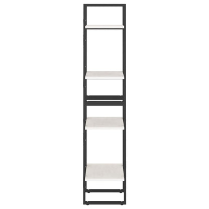 Bokhylla Svart Vit 4 hyllplan 40x30x140 cm massiv furu