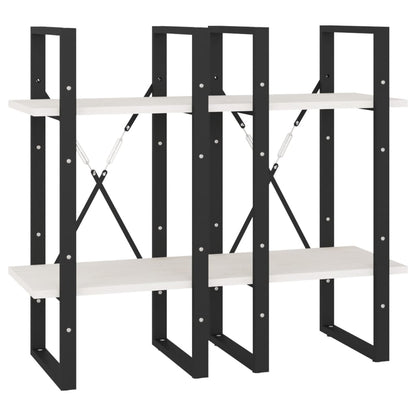 Bokhylla Svart Vit 4 hyllplan 40x30x140 cm massiv furu