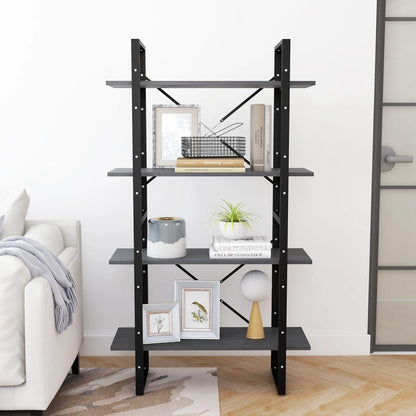 Bokhylla Grå 4 hyllplan 80x30x140 cm massiv furu