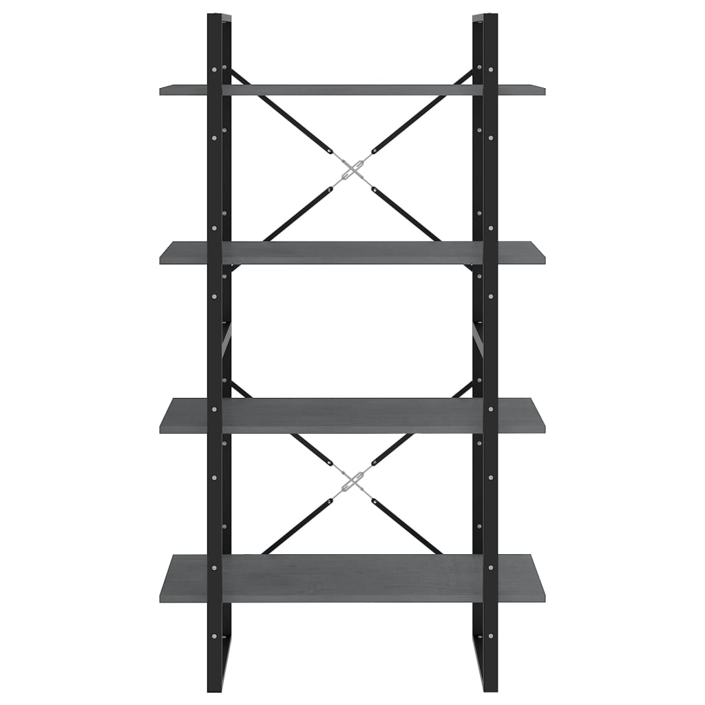 Bokhylla Grå 4 hyllplan 80x30x140 cm massiv furu