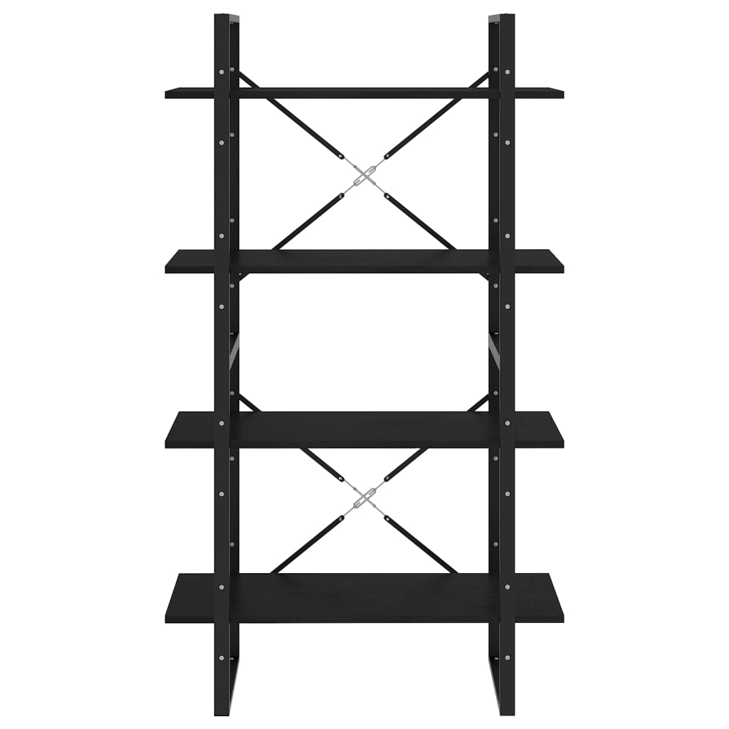 Bokhylla Svart 4 hyllplan 80x30x140 cm massiv furu