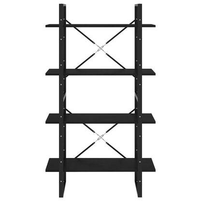 Bokhylla Svart 4 hyllplan 80x30x140 cm massiv furu