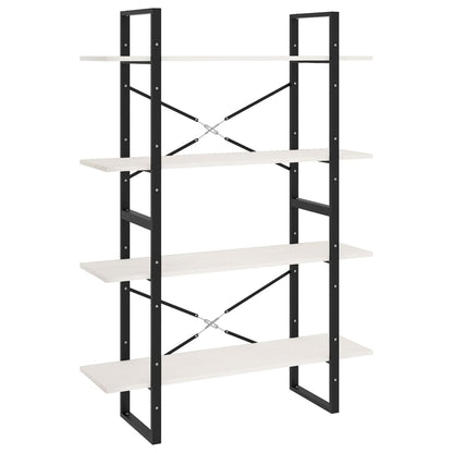 Bokhylla Svart Vit 4 hyllplan 100x30x140 cm massiv furu