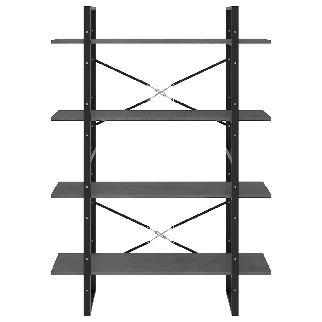 Bokhylla Grå 4 hyllplan 100x30x140 cm massiv furu
