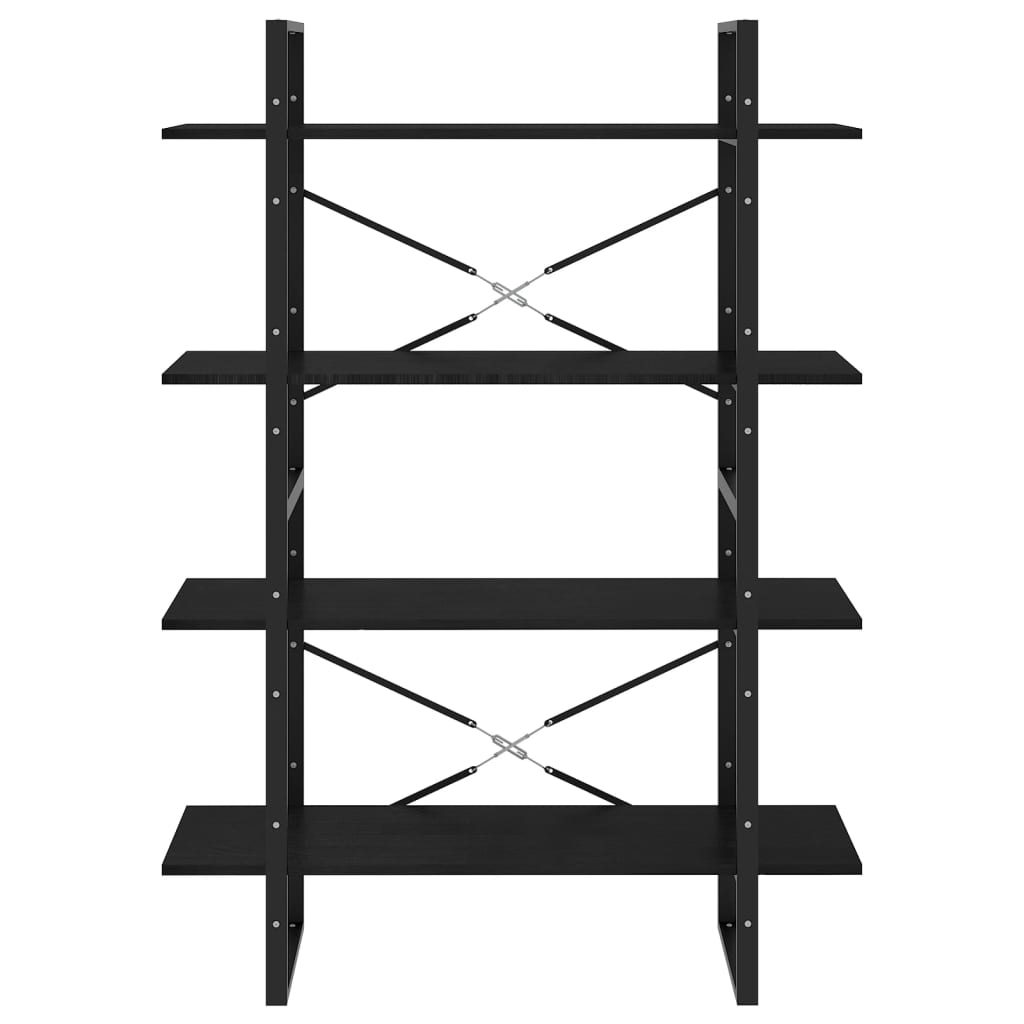 Bokhylla Svart 4 hyllplan 100x30x140 cm massiv furu