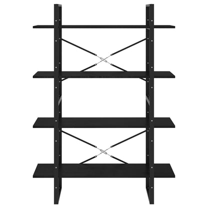 Bokhylla Svart 4 hyllplan 100x30x140 cm massiv furu