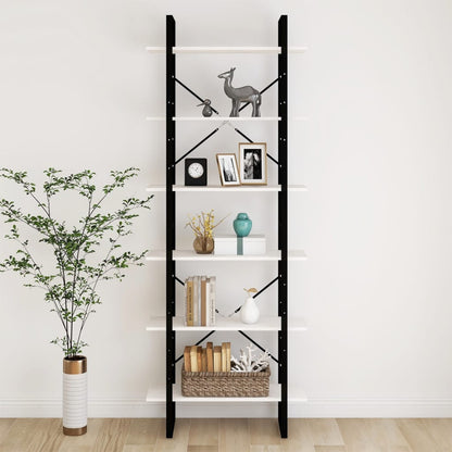 Bokhylla Svart Vit 80x30x210 cm massiv furu