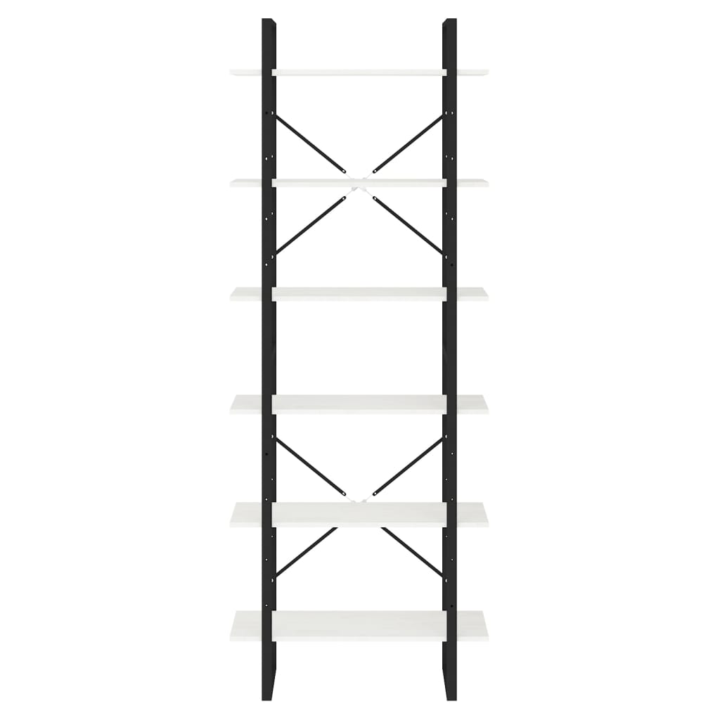 Bokhylla Svart Vit 80x30x210 cm massiv furu