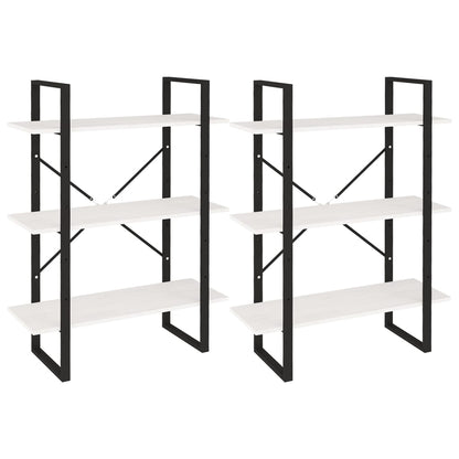 Bokhylla Svart Vit 80x30x210 cm massiv furu