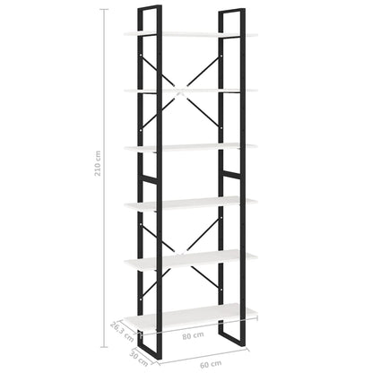 Bokhylla Svart Vit 80x30x210 cm massiv furu