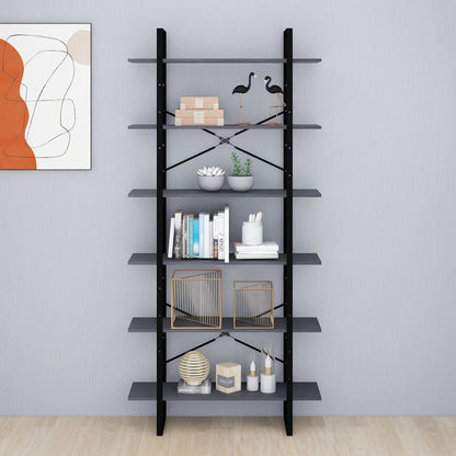 Bokhylla Grå 100x30x210 cm massiv furu