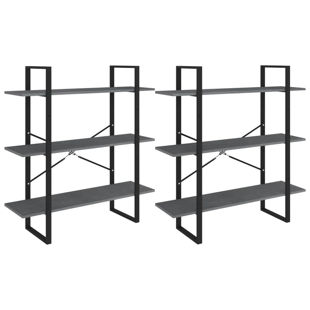 Bokhylla Grå 100x30x210 cm massiv furu