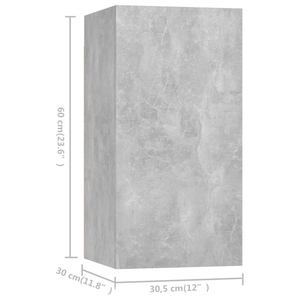 Tv-skåp 7 delar betonggrå 30,5x30x60 cm konstruerat trä
