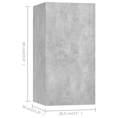Tv-skåp 7 delar betonggrå 30,5x30x60 cm konstruerat trä