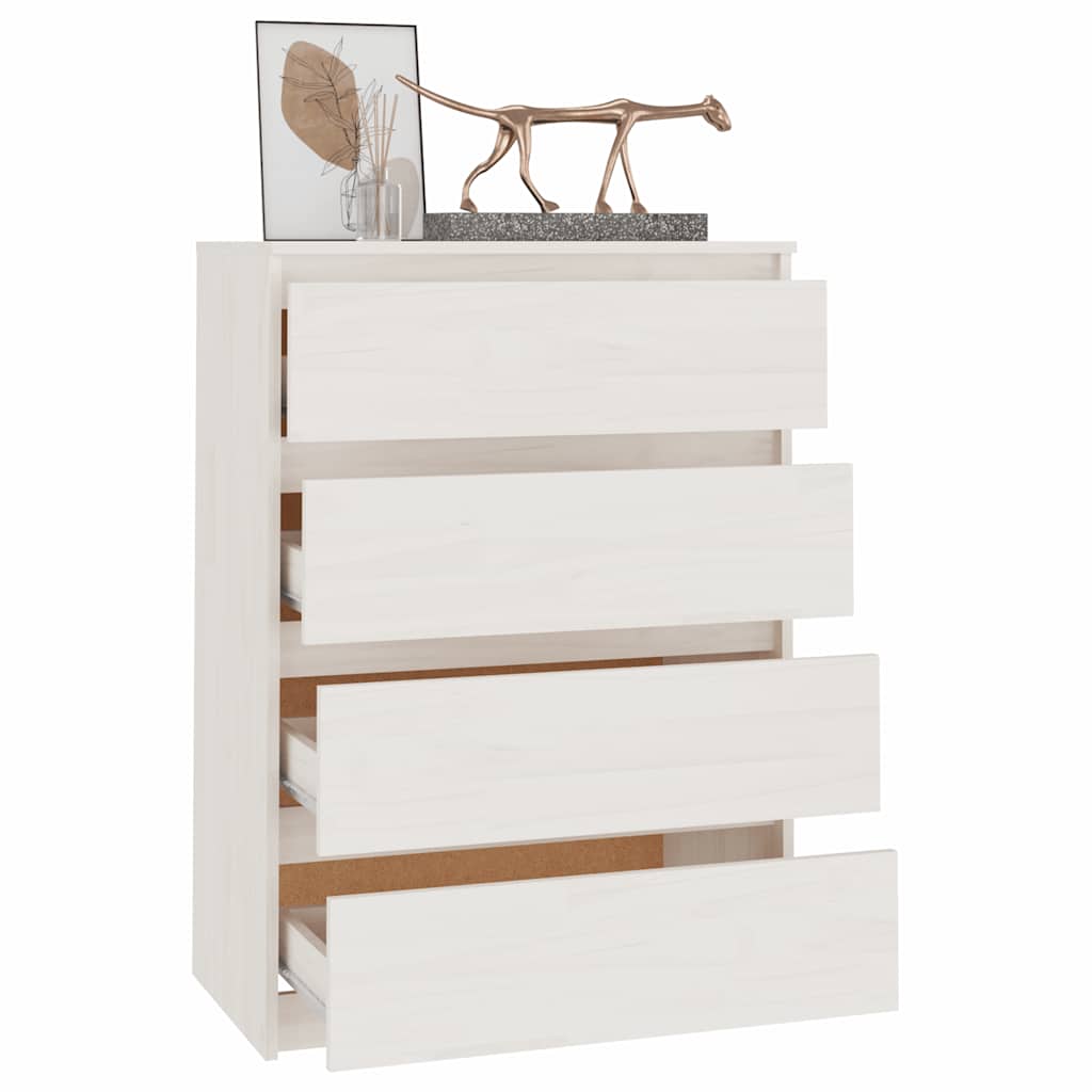 Byrå Vit 60x36x84 cm massiv furu