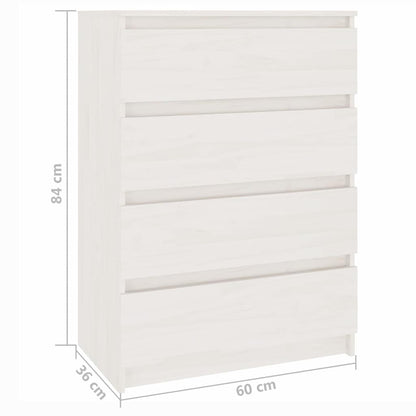 Byrå Vit 60x36x84 cm massiv furu